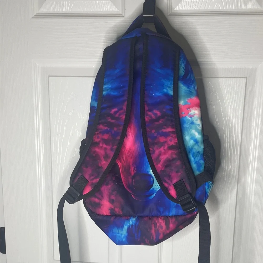 Vibrant Wolf Print Backpack